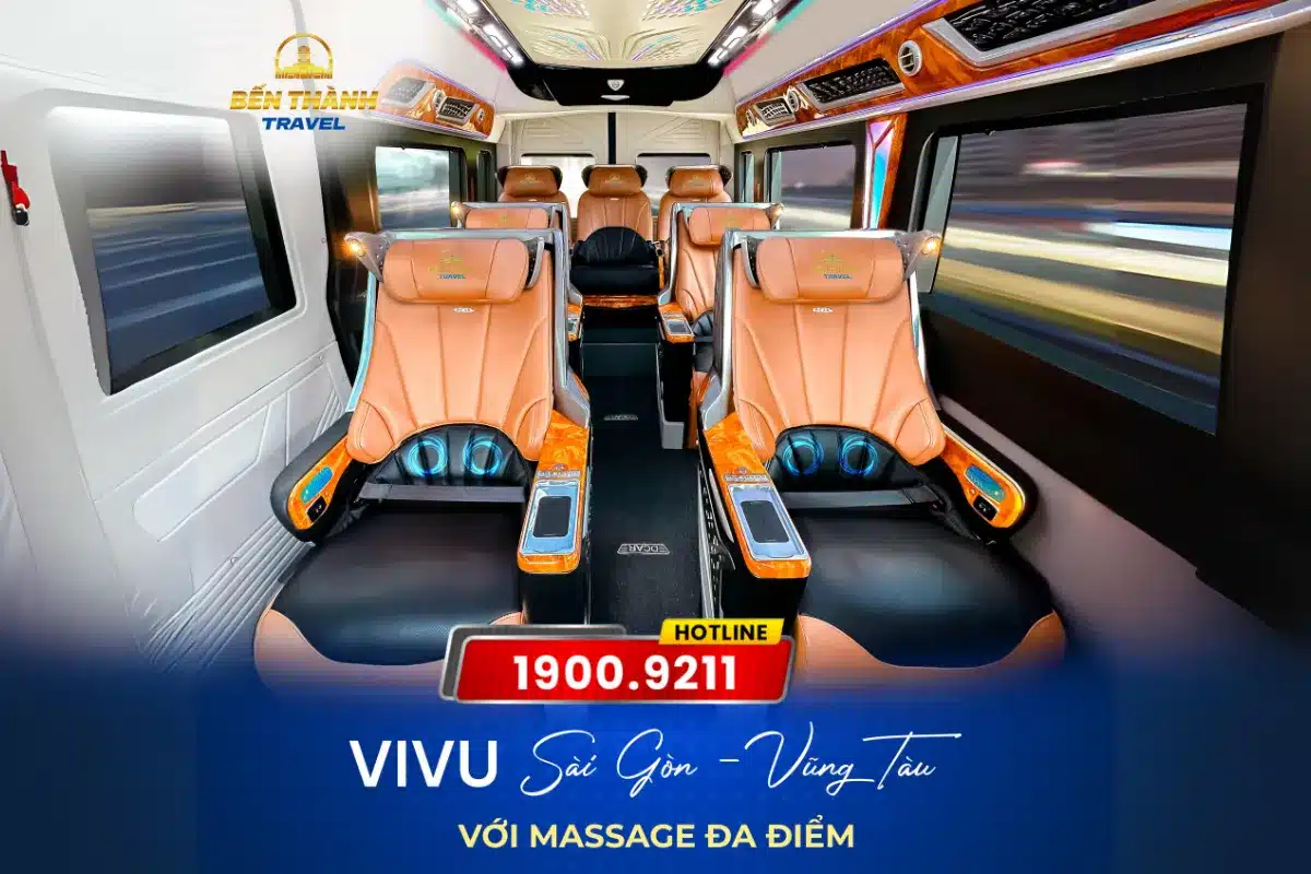 Xe Limousine Sài Gòn Vũng Tàu này còn có thêm hệ thống massage với nhiều chế độ cùng không gian ghế rộng rãi kèm điều hoà, wifi